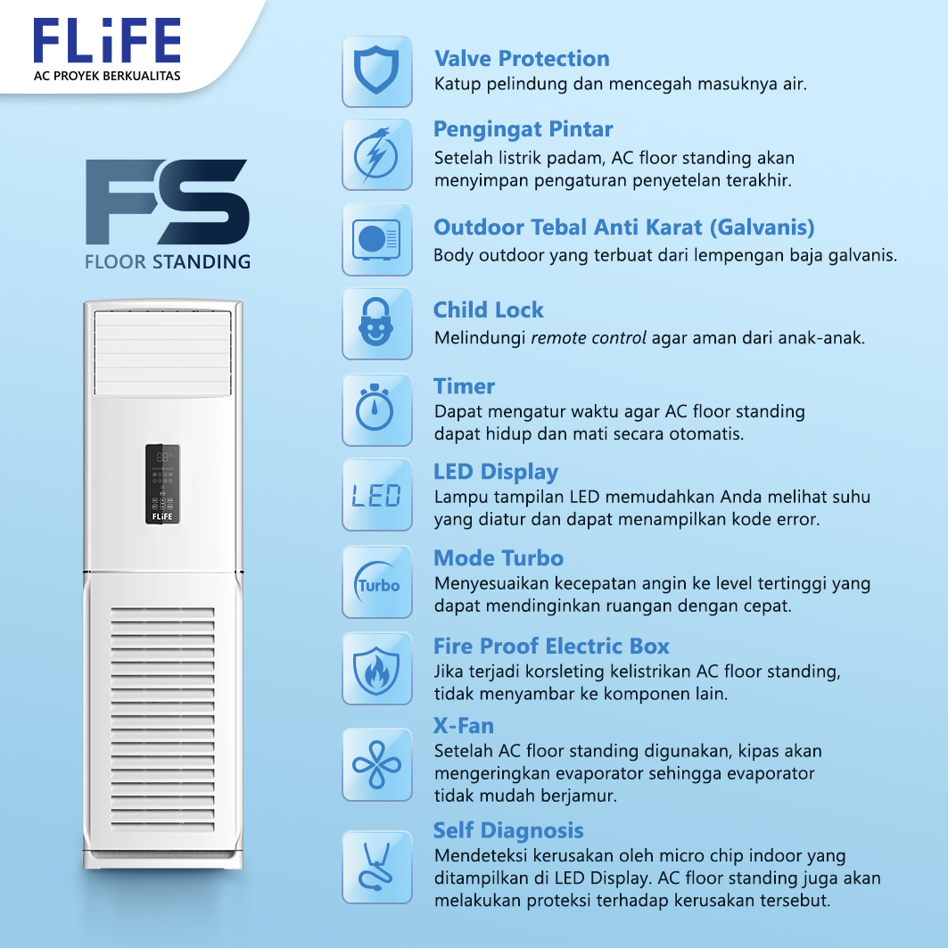 Flife AC Floor Standing 2 PK Standard Strong Wind Fast Cooling - FVC-18FS